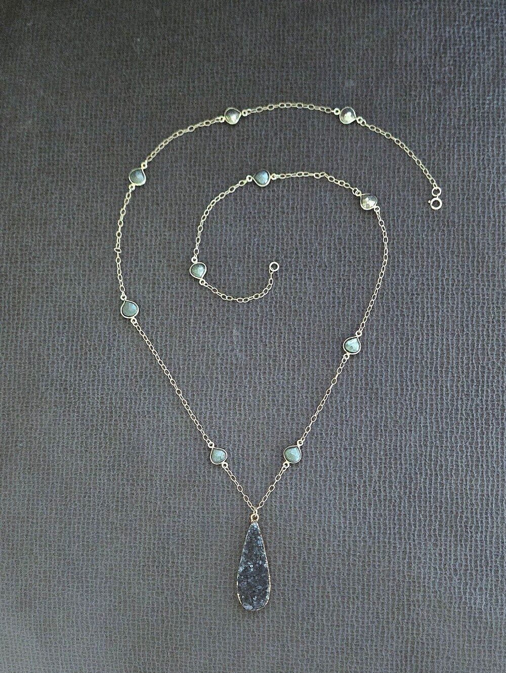 Amethyst💜 Druzy Pendant Necklace with Pyrite ("Fool's🃏 Gold") Gemstones💎